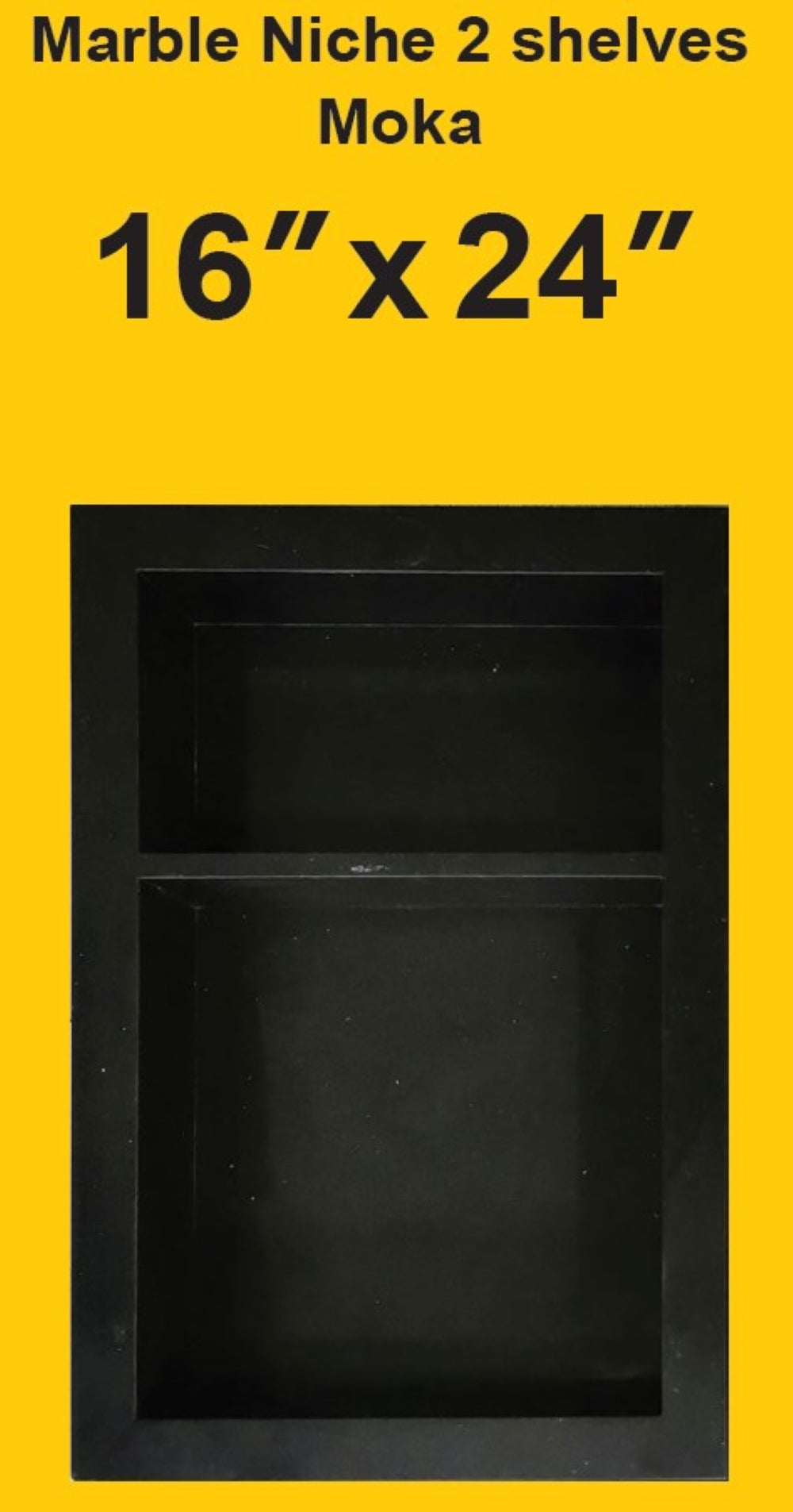 16x24 Mocha Black Marble Shower Niche - Double Shelves