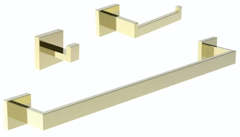 Towel Rack Set - Premium SUS304 Stainless Steel Towel Holder, Hand Towel Holder, Rustproof Bathroom Accessories - Includes 24" Bar, 6.5" Toilet Paper Holder, 2" Hook (Gold)