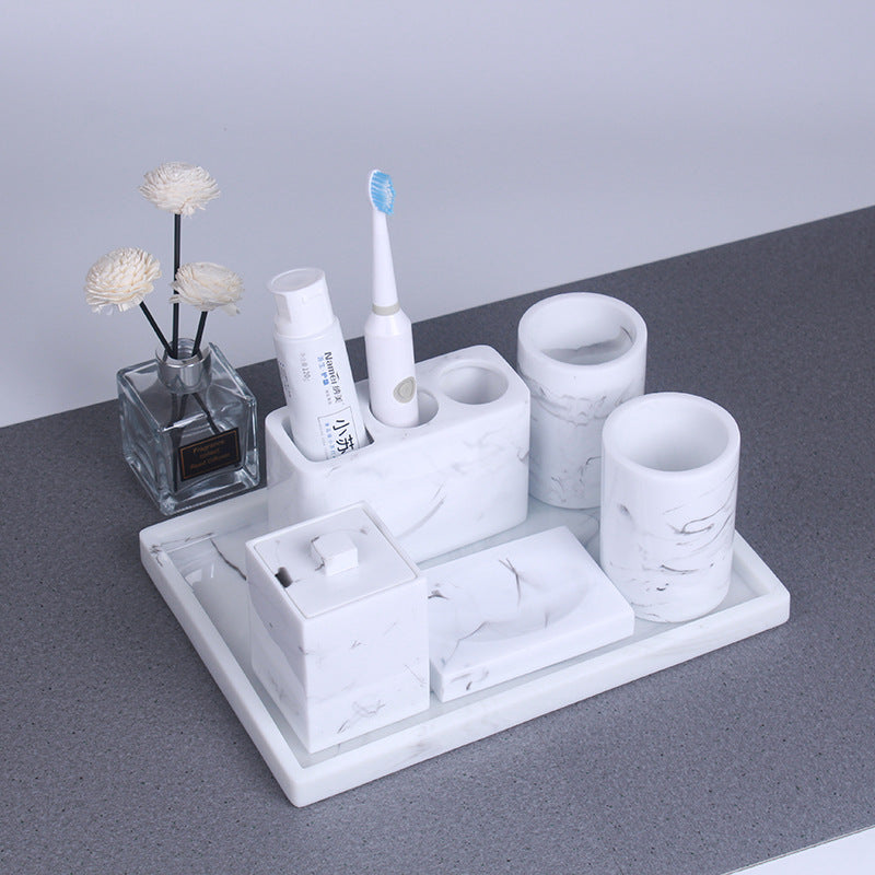 Statuario Marble Bathroom Accessory Set – 5 Piece Luxury Collection
