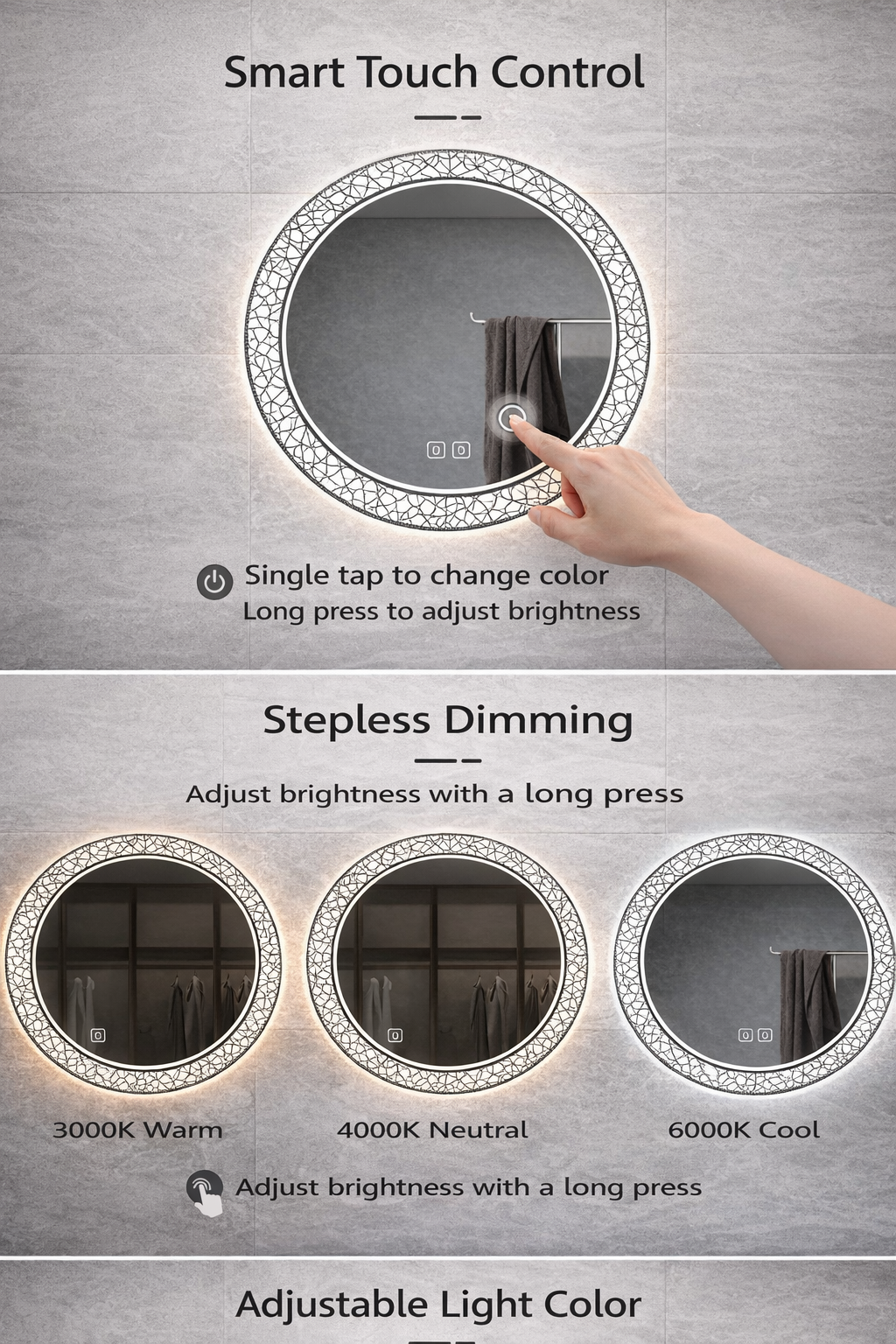 Mango Round Backlit LED Bathroom Mirror 24 Inch