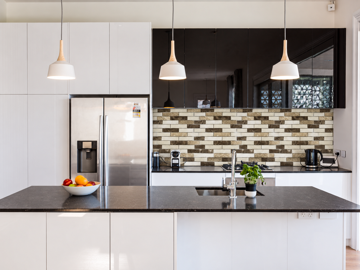 1x4 CREMA/EMPERADOR SUBWAY MIX Marble Backsplash Mosaic Floor and Wall tile  (12x12 inch) MG721