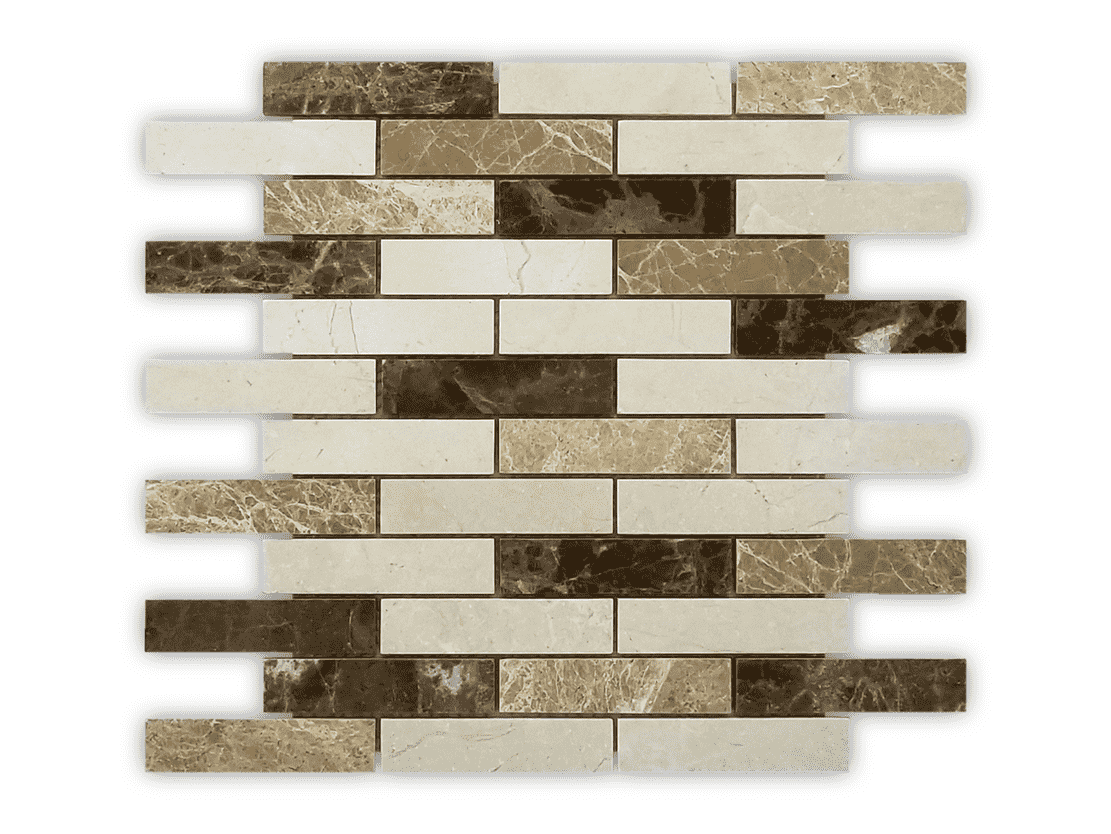 1x4 CREMA/EMPERADOR SUBWAY MIX Marble Backsplash Mosaic Floor and Wall tile  (12x12 inch) MG721
