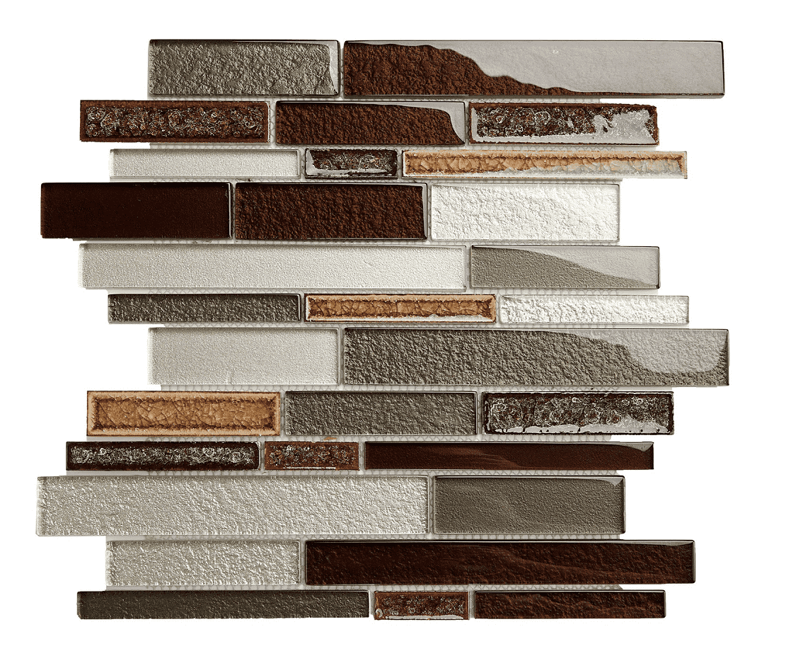 GLACIER MOCHA STRIPS Backsplash Mosaic Floor and Wall tile  (12x12 inch) MG835