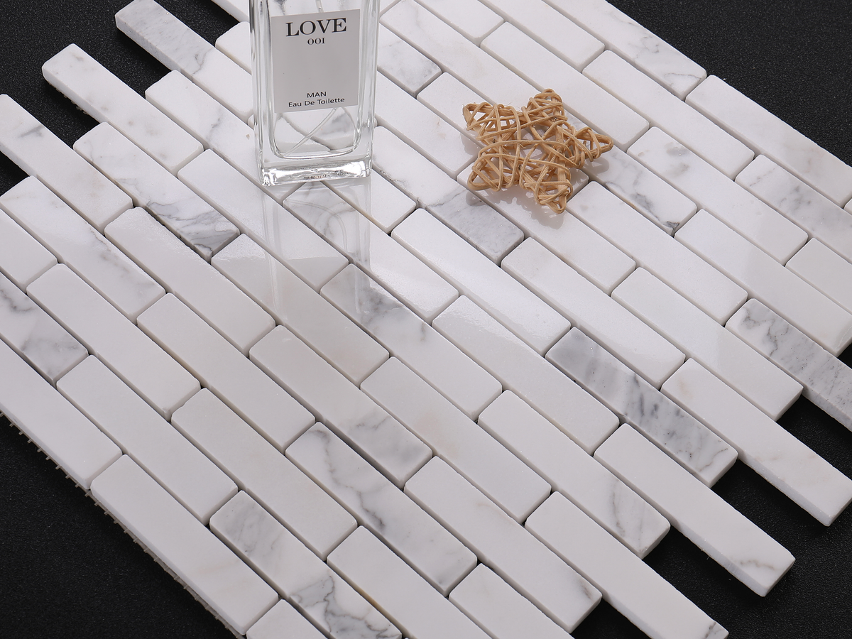 Staturio white 1x3 mini-subway Pattern Marble Backsplash Mosaic Floor & Wall Tiles (12x12 inch) MG5941