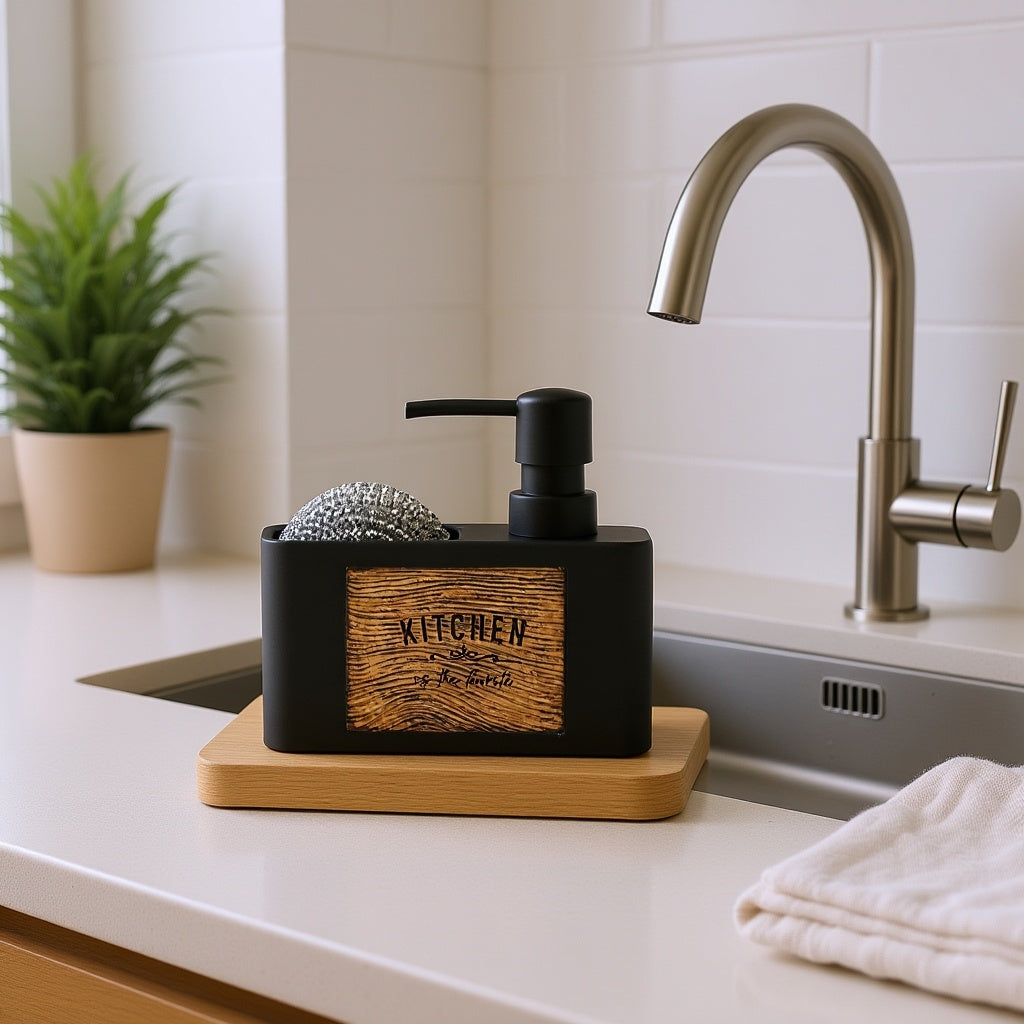 Resin Kitchen Sink Organizer with Soap Dispenser