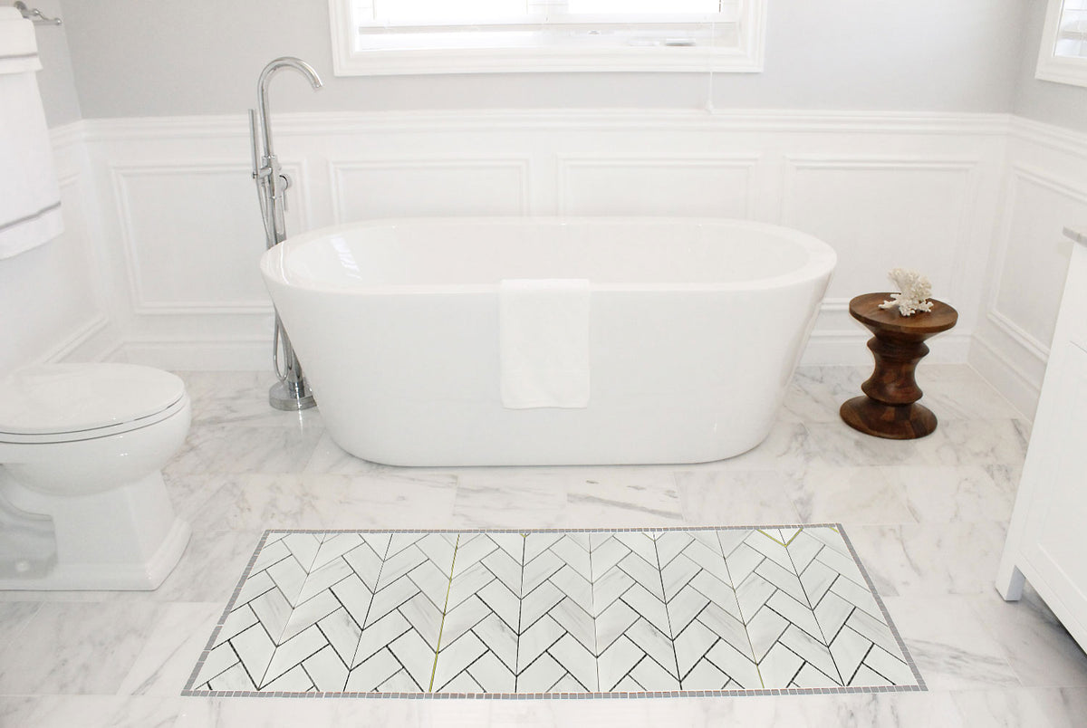 Dolomite Chevron Marble Backsplash Mosaic Floor & Wall Tiles (12x12 inch) MG6020