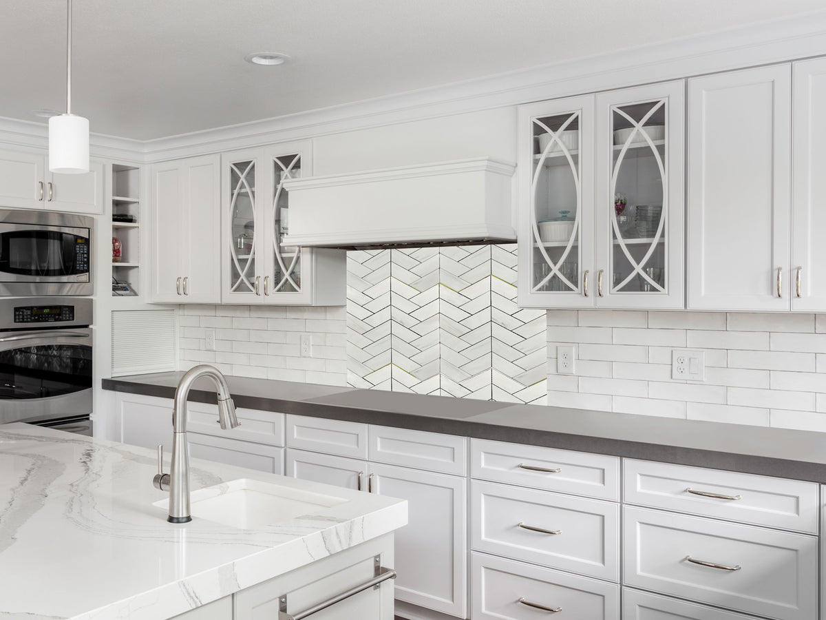 Dolomite Chevron Marble Backsplash Mosaic Floor & Wall Tiles (12x12 inch) MG6020