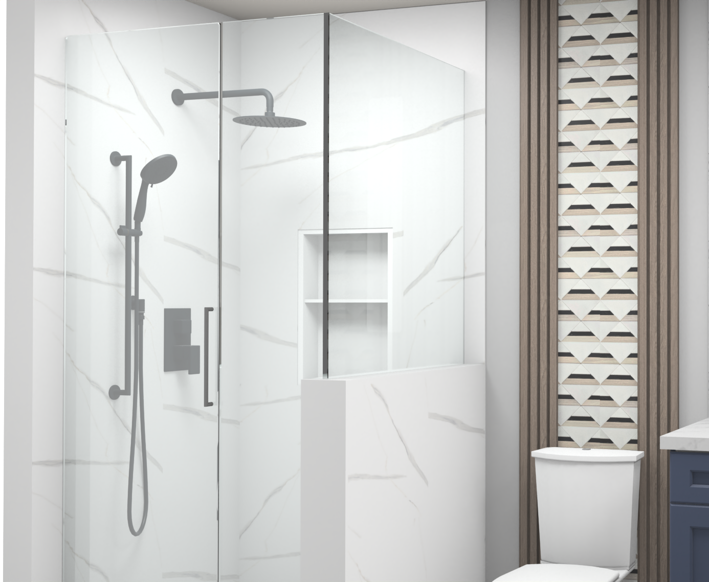 White, Black and Timber Marble Backsplash Mosaic Floor & Wall Tiles (12x12 inch) DP8664