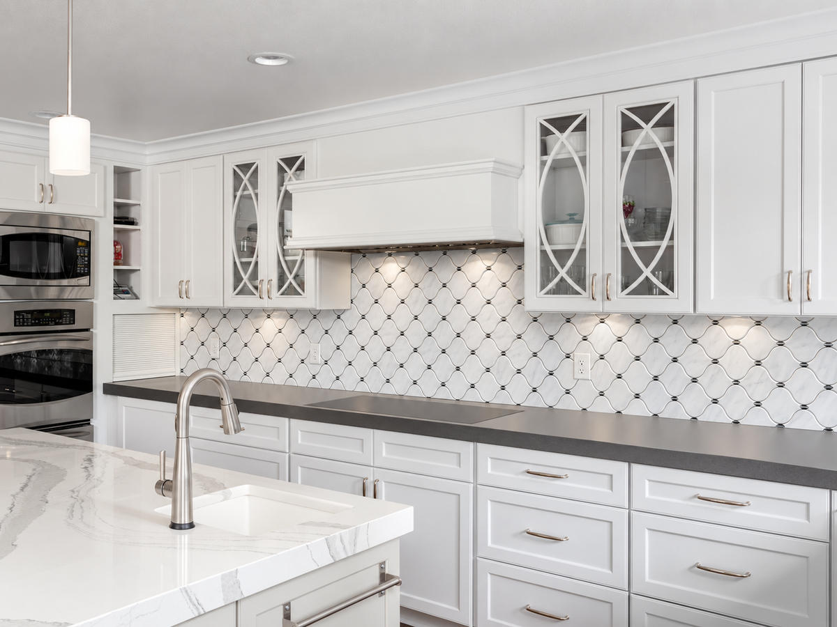 COCONUT GREY With WHITE LINE Luxurious Marble Backsplashes Wall tiles (10x11 inch)MG956