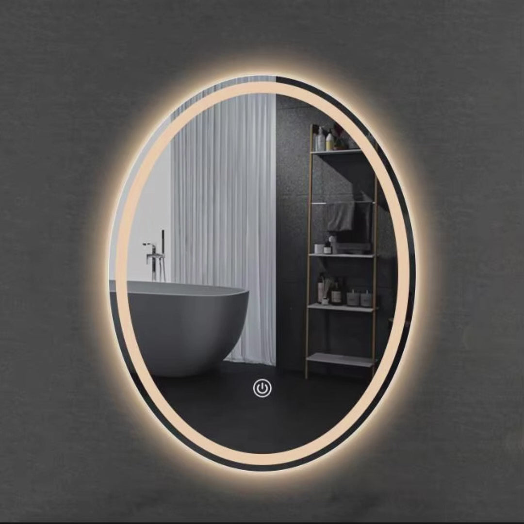 Mango Oval LED Bathroom Mirror, Dimmable 3-Color Light, 24 x 32 Inch