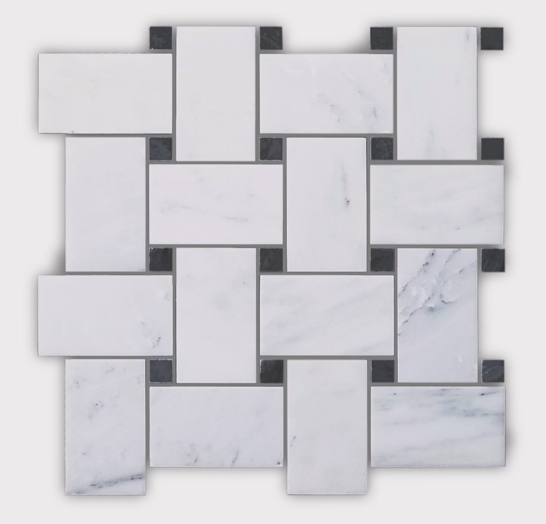 Oriental White Classic Basket Weave  Marble Backsplash Mosaic Floor & Wall Tiles (12x12 inch) DP8602