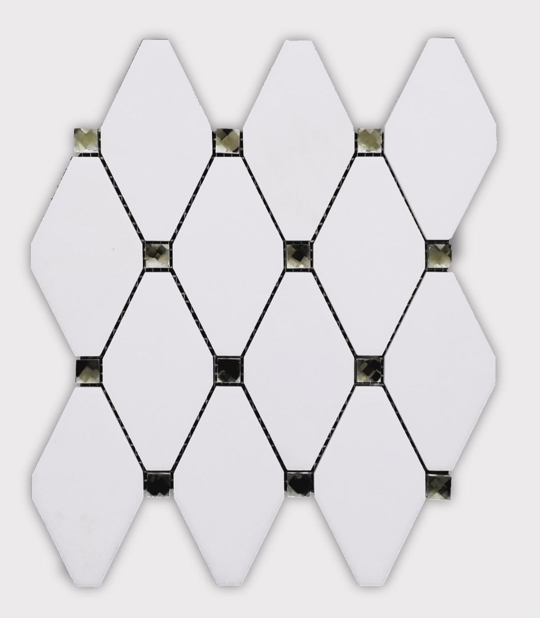 Crystal Diamond White Marble Mosaic Tile Luxurious Marble Backsplashes Wall tiles (11x11 inch)DP8945