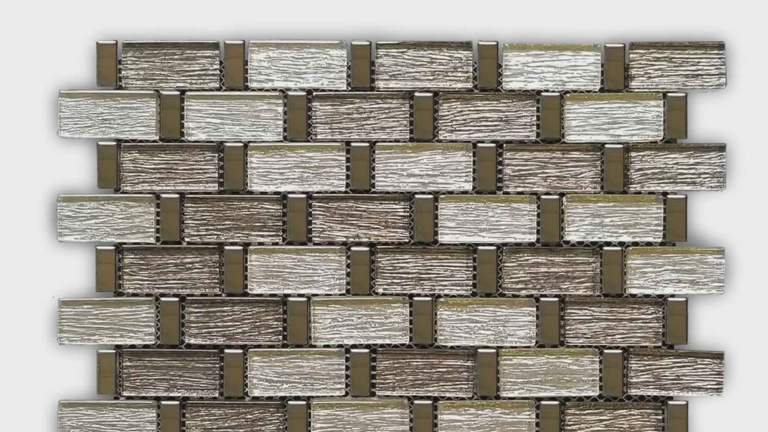 Metallic Textured Glass Subway  Backsplash Mosaic Wall Tiles (12x12 inch)  DP8855
