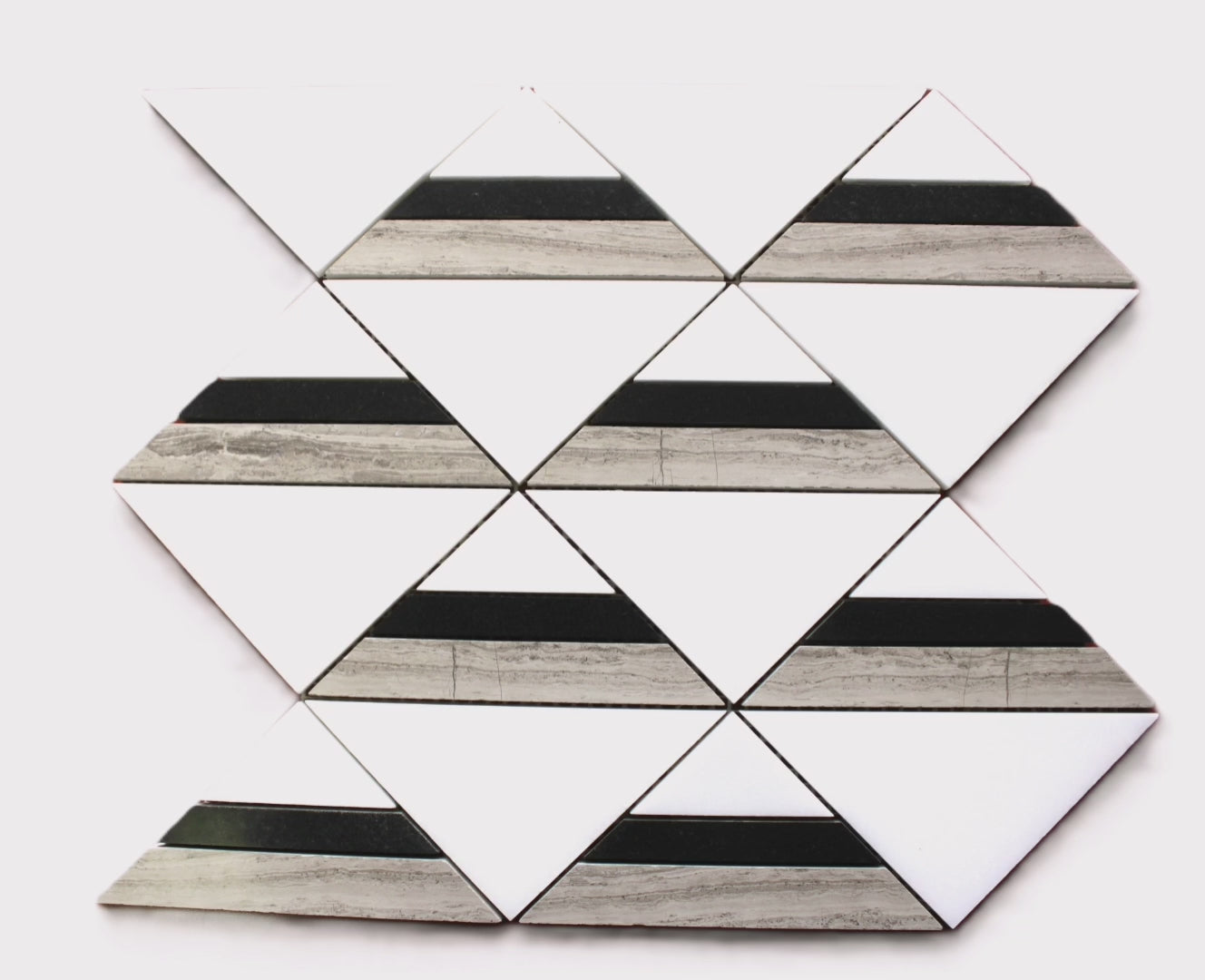 White, Black and Timber Marble Backsplash Mosaic Floor & Wall Tiles (12x12 inch) DP8664