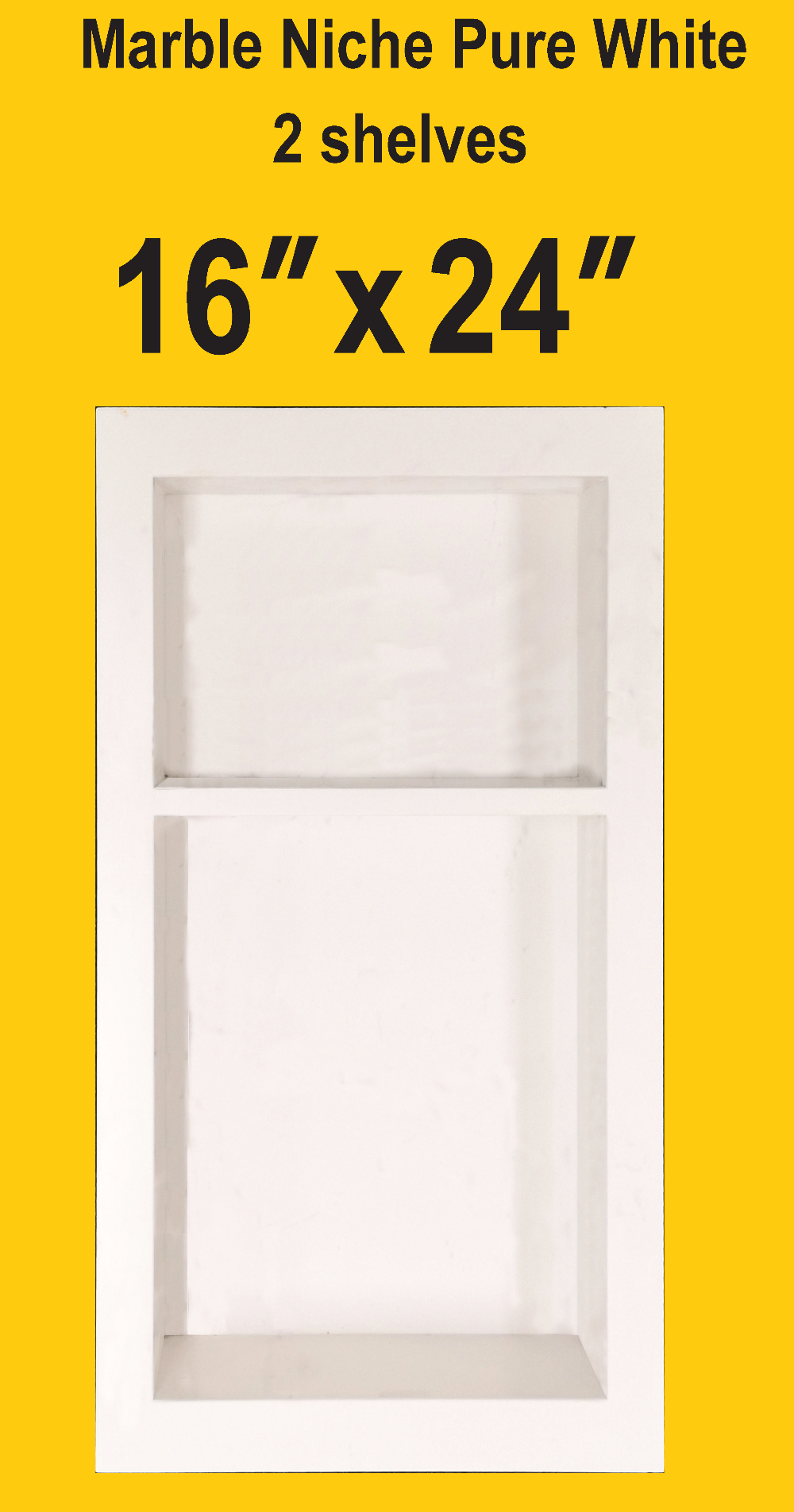 16x24 Pure White Marble Shower Niche - Double Shelves