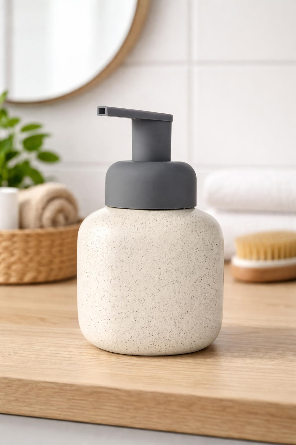 Minimalist Cream Ceramic Soap Dispenser