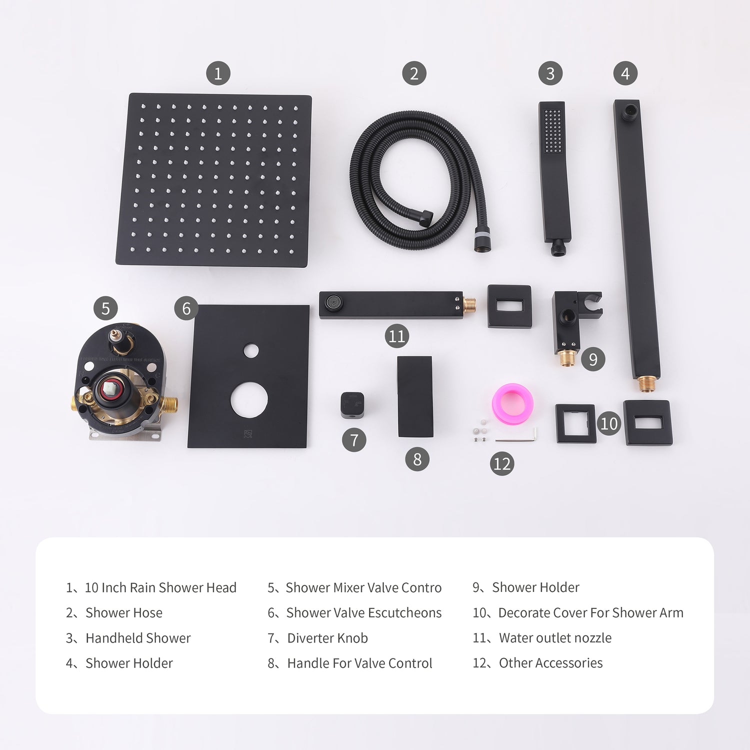 All Brass Black Matt Rainfall Shower Set-Valve included , wall mount