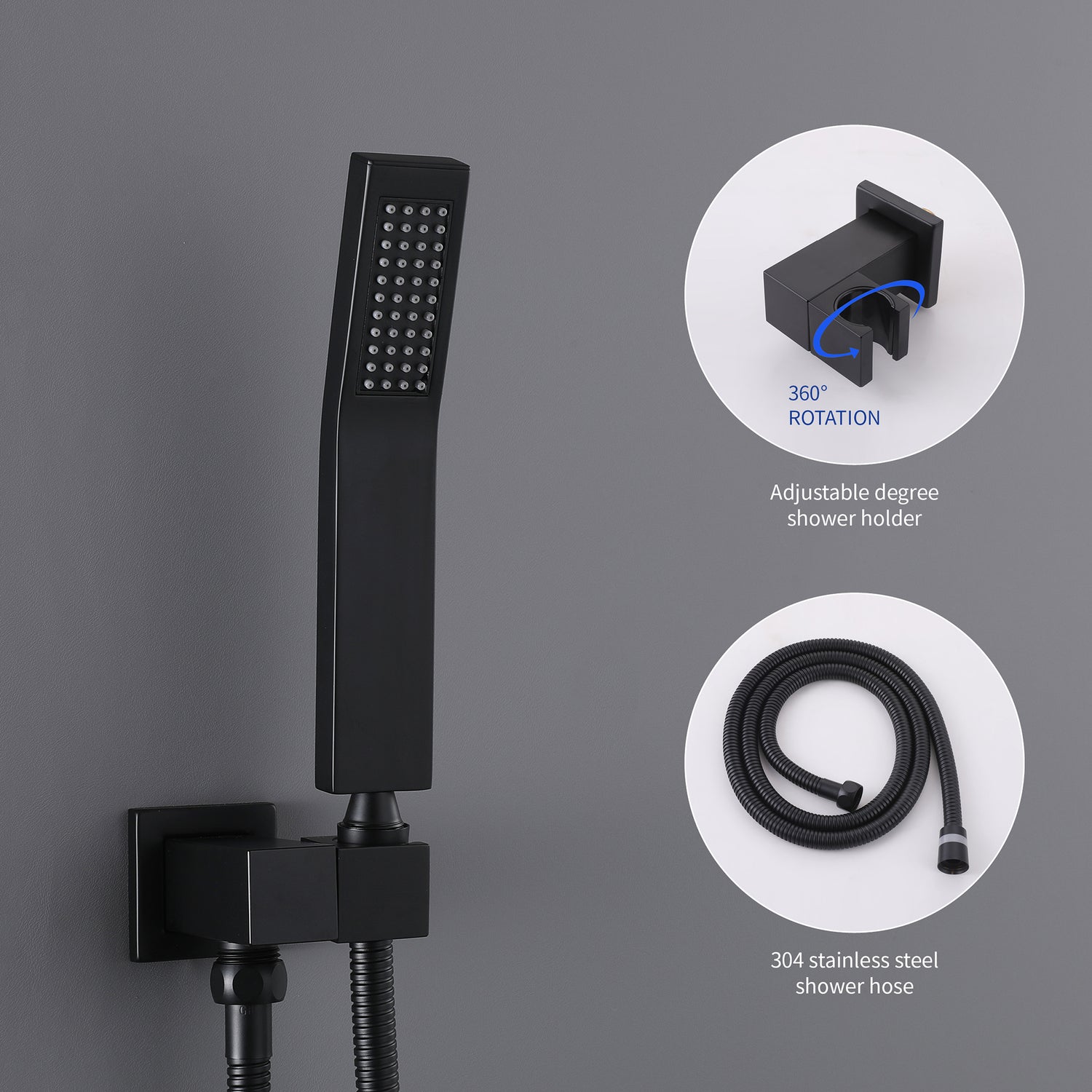 All Brass Black Matt Rainfall Shower Set-Valve included , wall mount