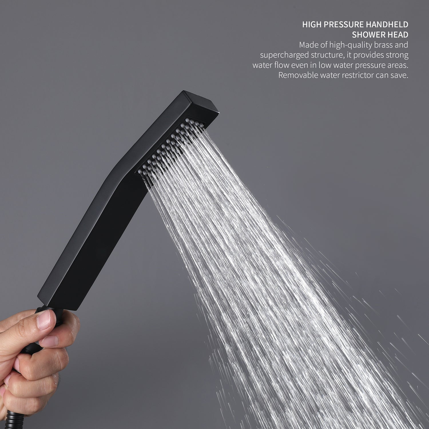 All Brass Black Matt Rainfall Shower Set-Valve included , wall mount
