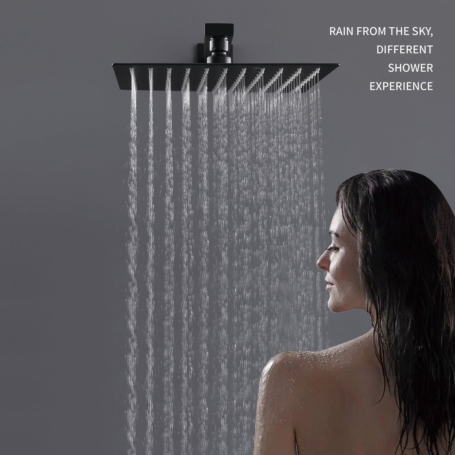 All Brass Black Matt Rainfall Shower Set-Valve included , wall mount