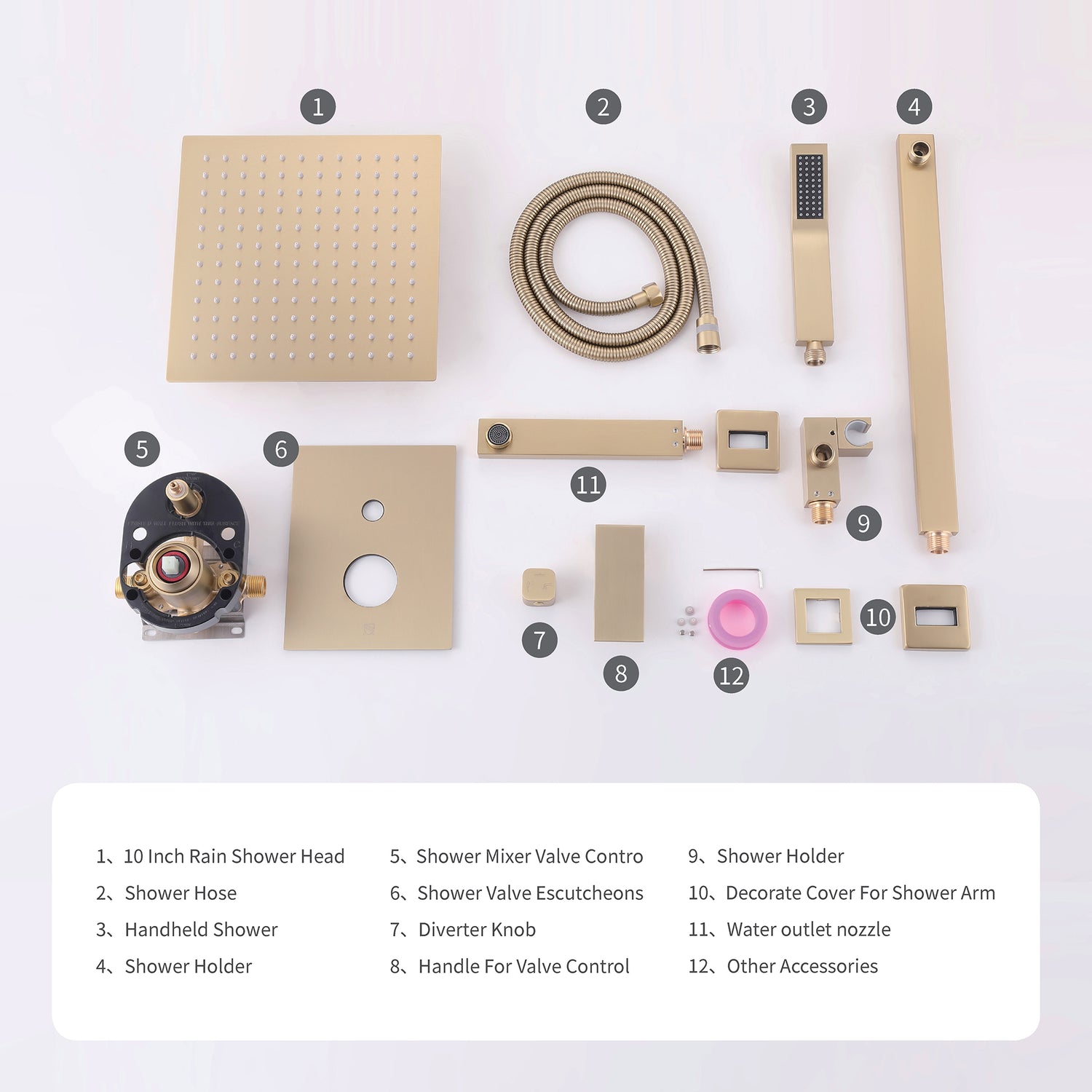 All Brass Bronzed Gold Rainfall Shower Set-Valve included , wall mount