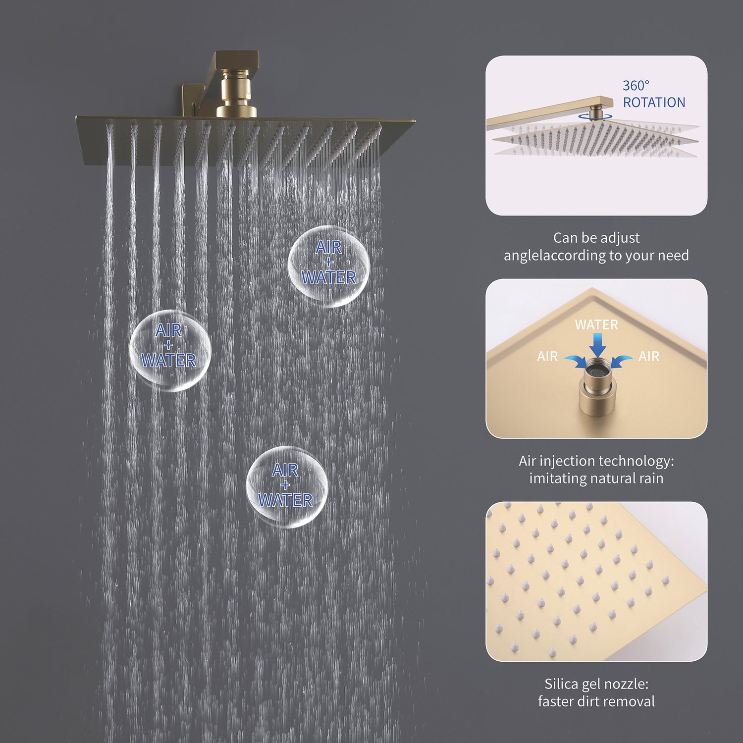 All Brass Bronzed Gold Rainfall Shower Set-Valve included , wall mount