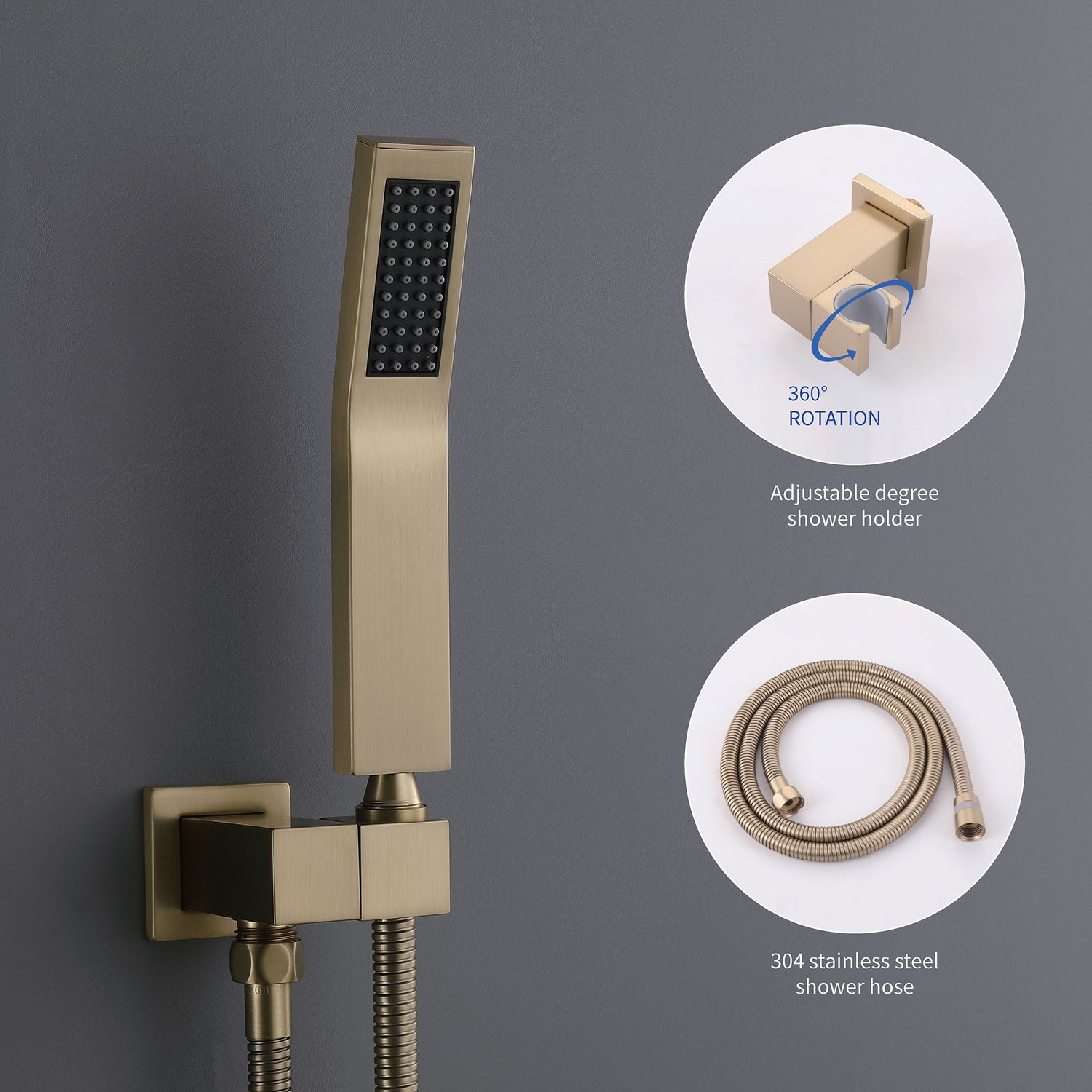 All Brass Bronzed Gold Rainfall Shower Set-Valve included , wall mount