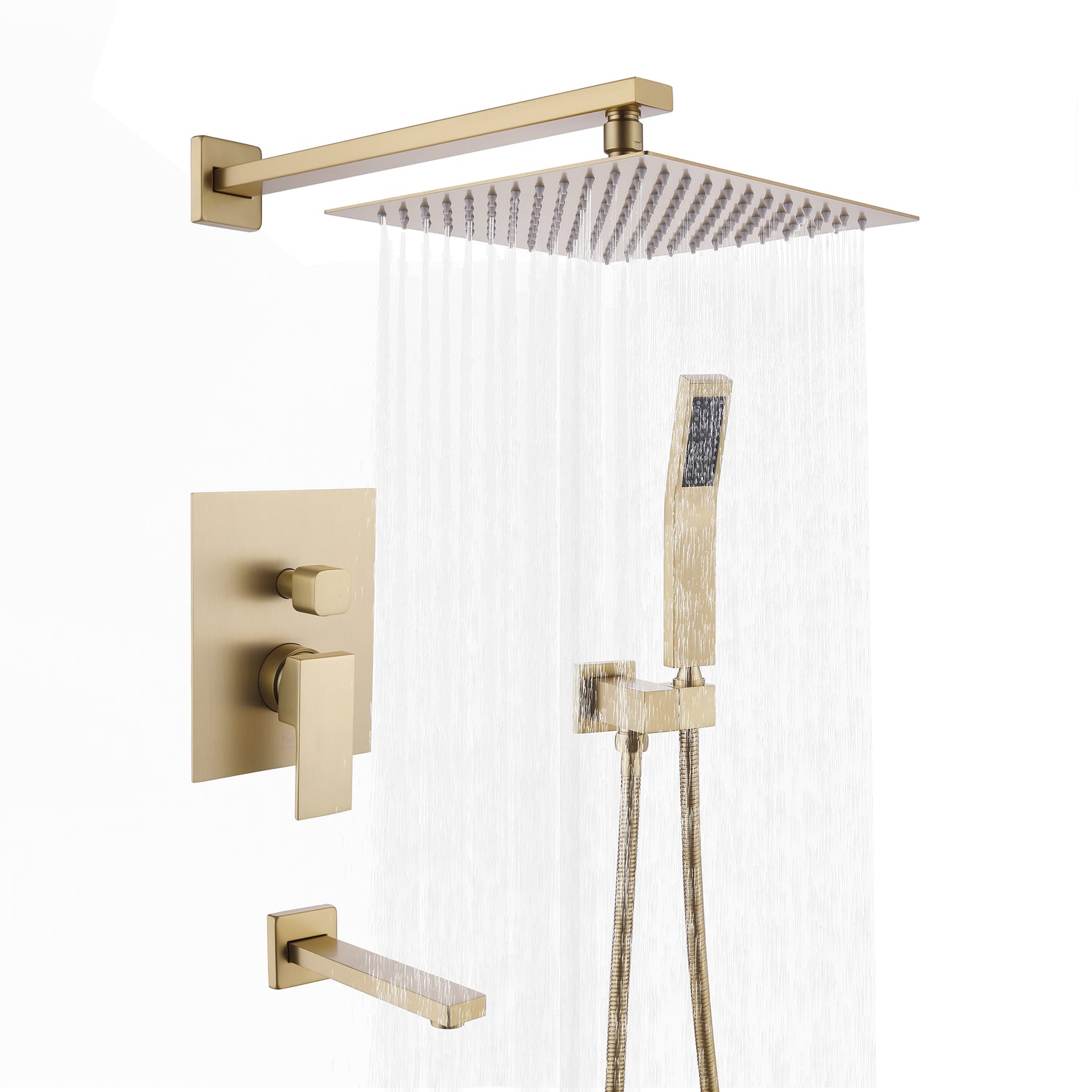 All Brass Bronzed Gold Rainfall Shower Set-Valve included , wall mount