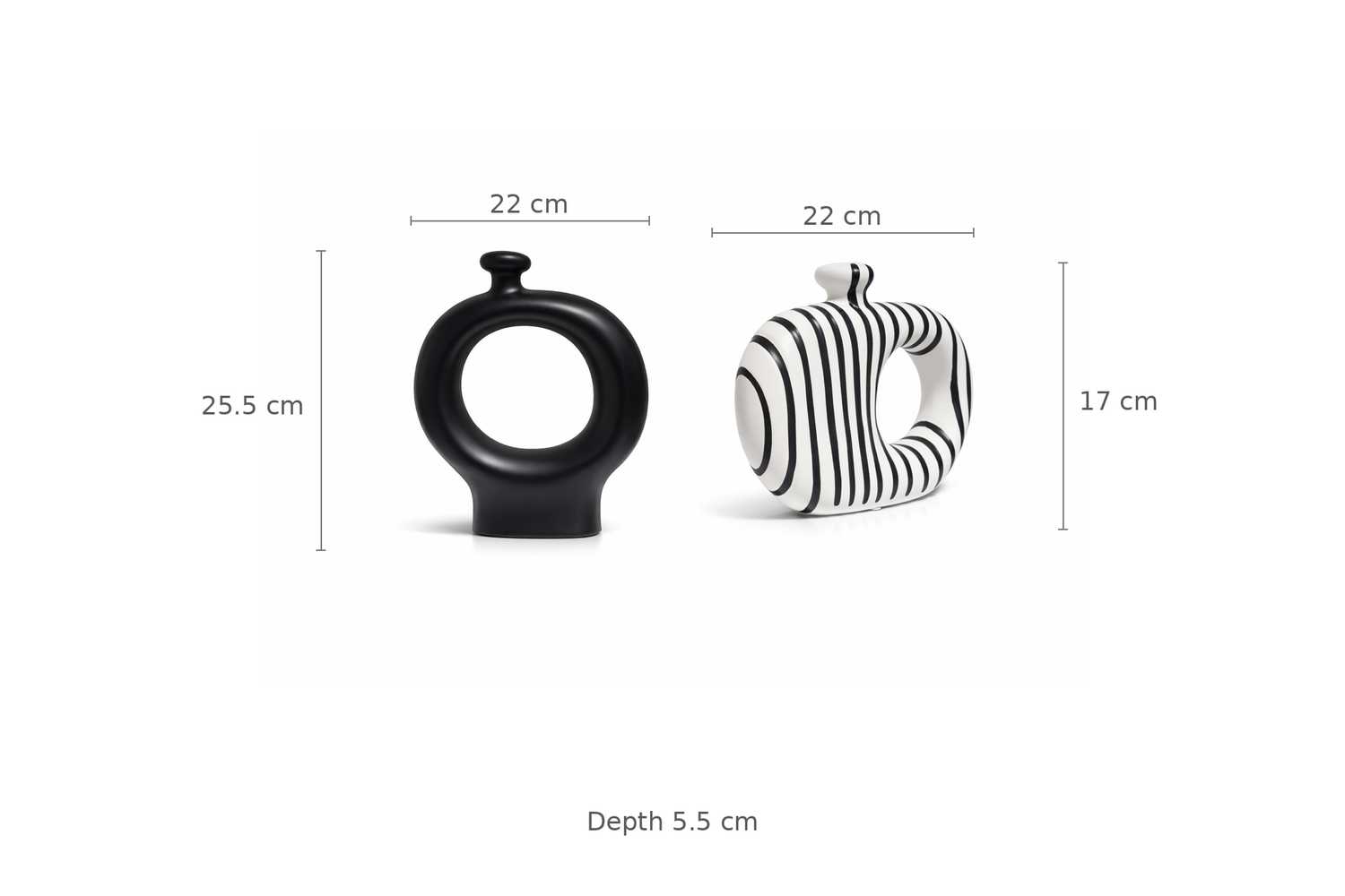 Modern Sculptural Vase Set – Black &amp; White Duo