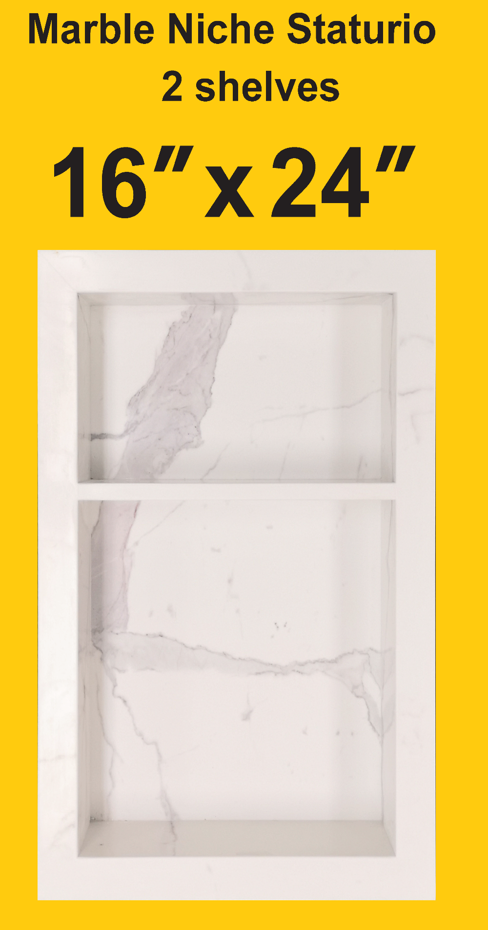16x24 Staturio Marble Shower Niche - Double Shelves